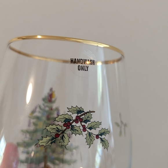 NWT set of 2 Spode Christmas tree stemless wine glasses - Picture 8 of 12